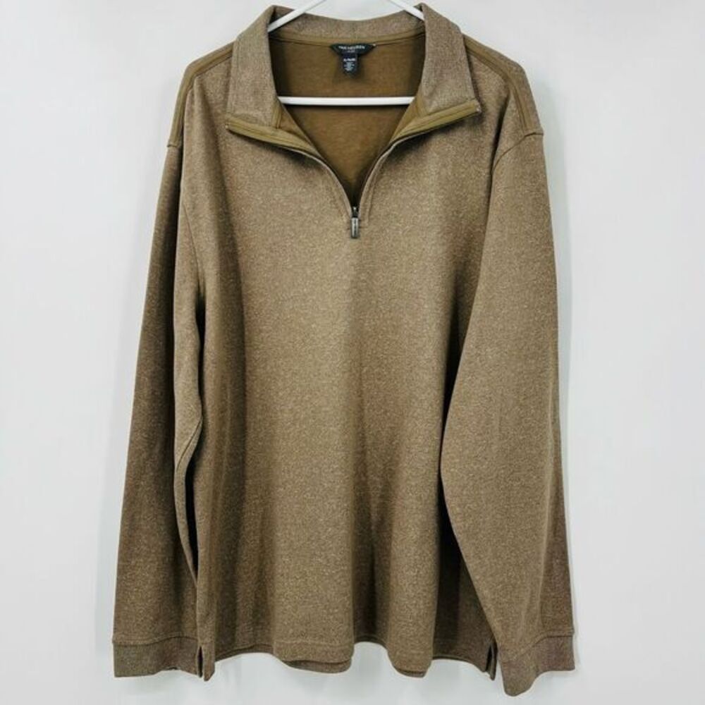 Van Heusen‎ Quarter Zip Flex Pullover Brown Active Relaxed Men’s XL Cotton Blend